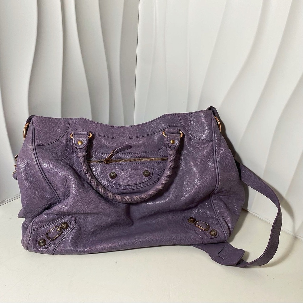 BALENCIAGA City Medium Bag Lavender Leather